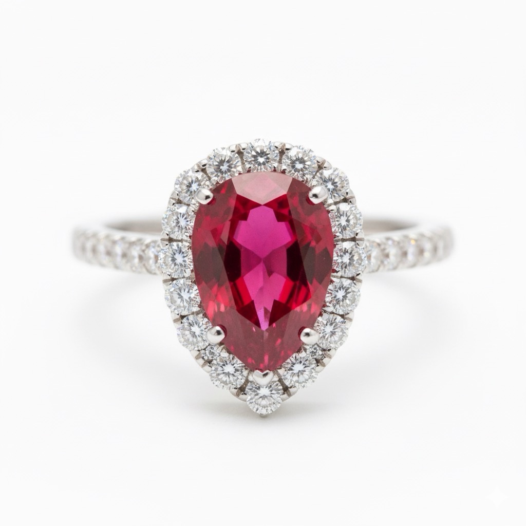 Diamond ring with gold by ruby