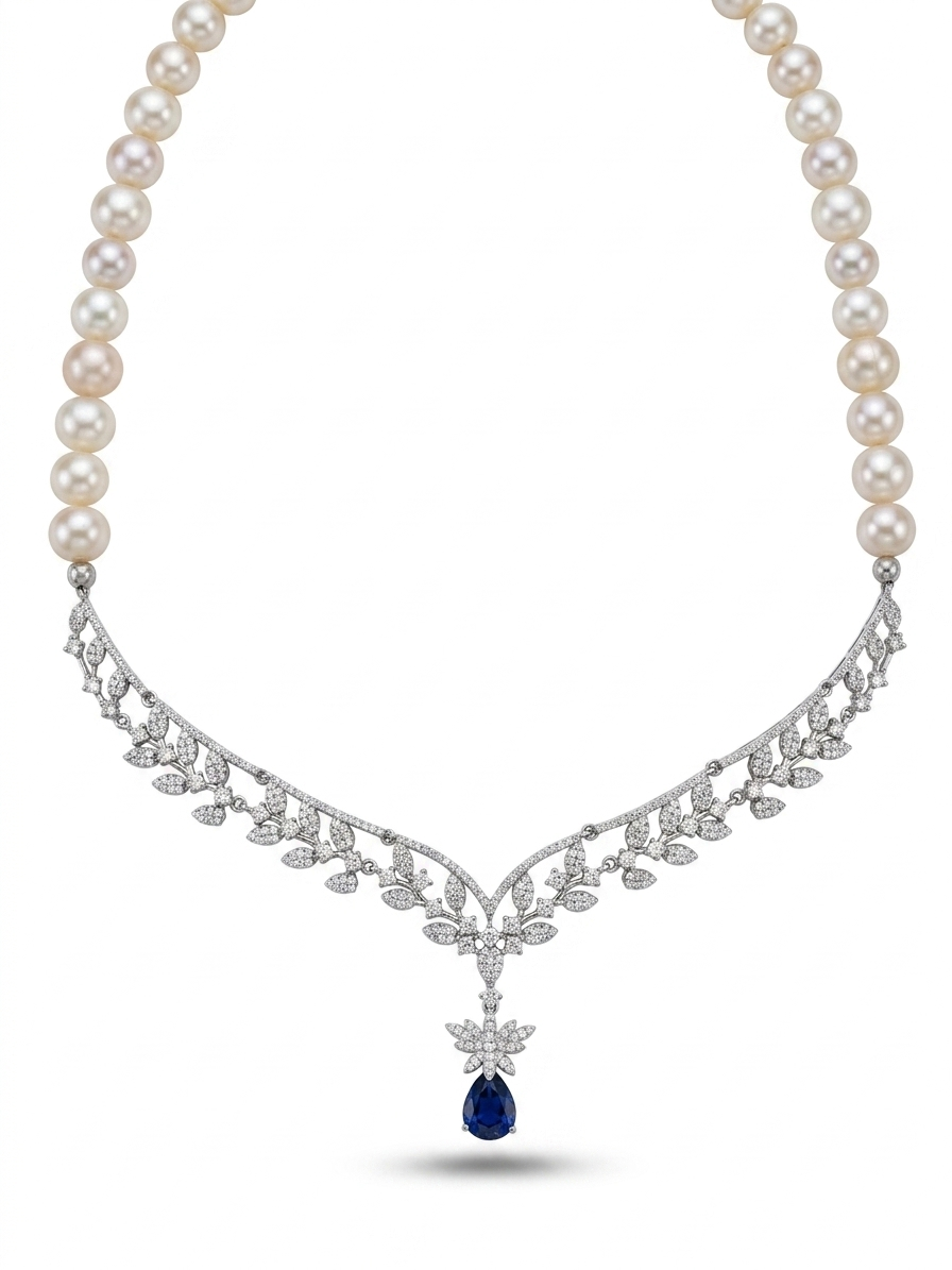 Handcrafted Natural Pearl Silver Necklace | Timeless Elegance