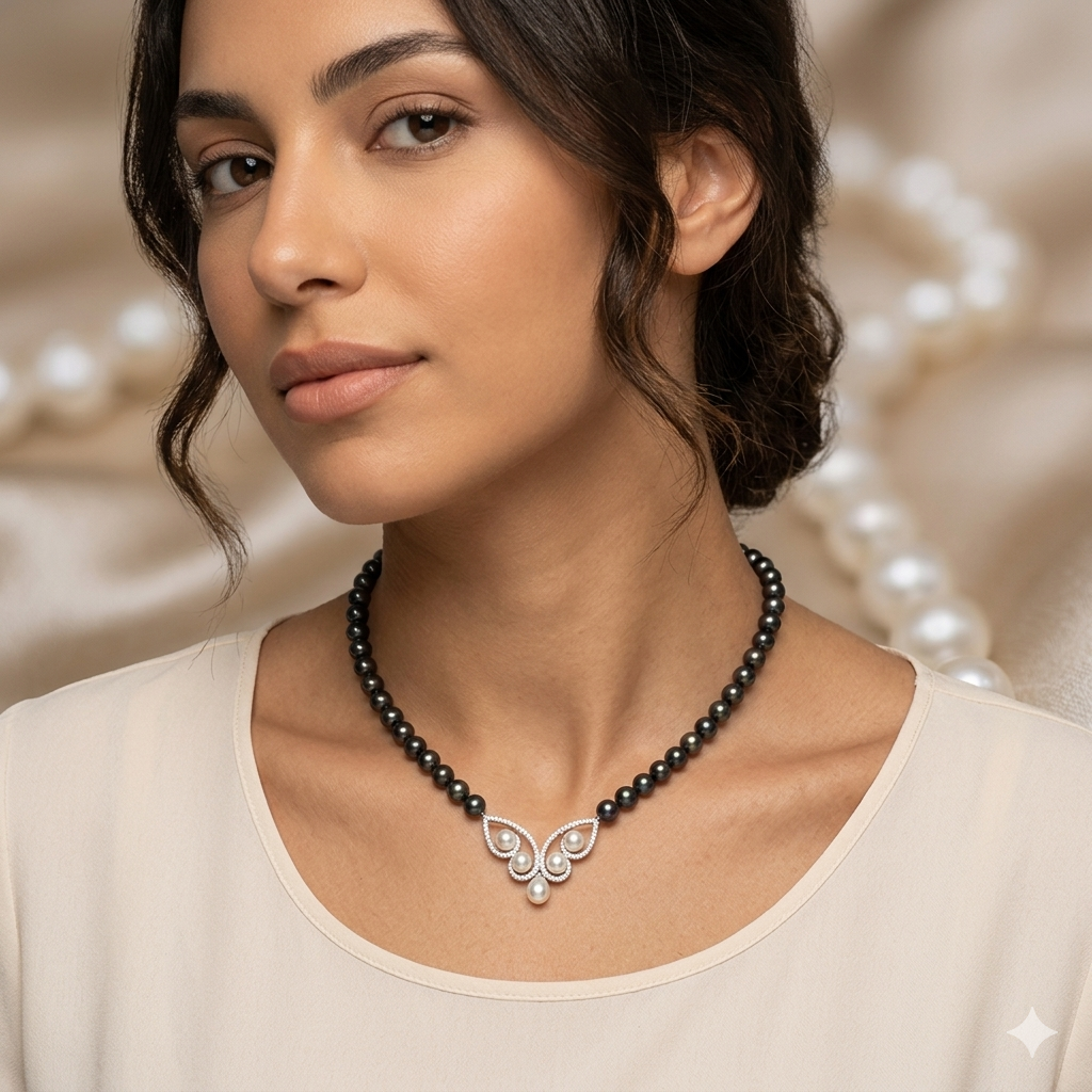 Dark Purple Pearl Necklace - Image 2
