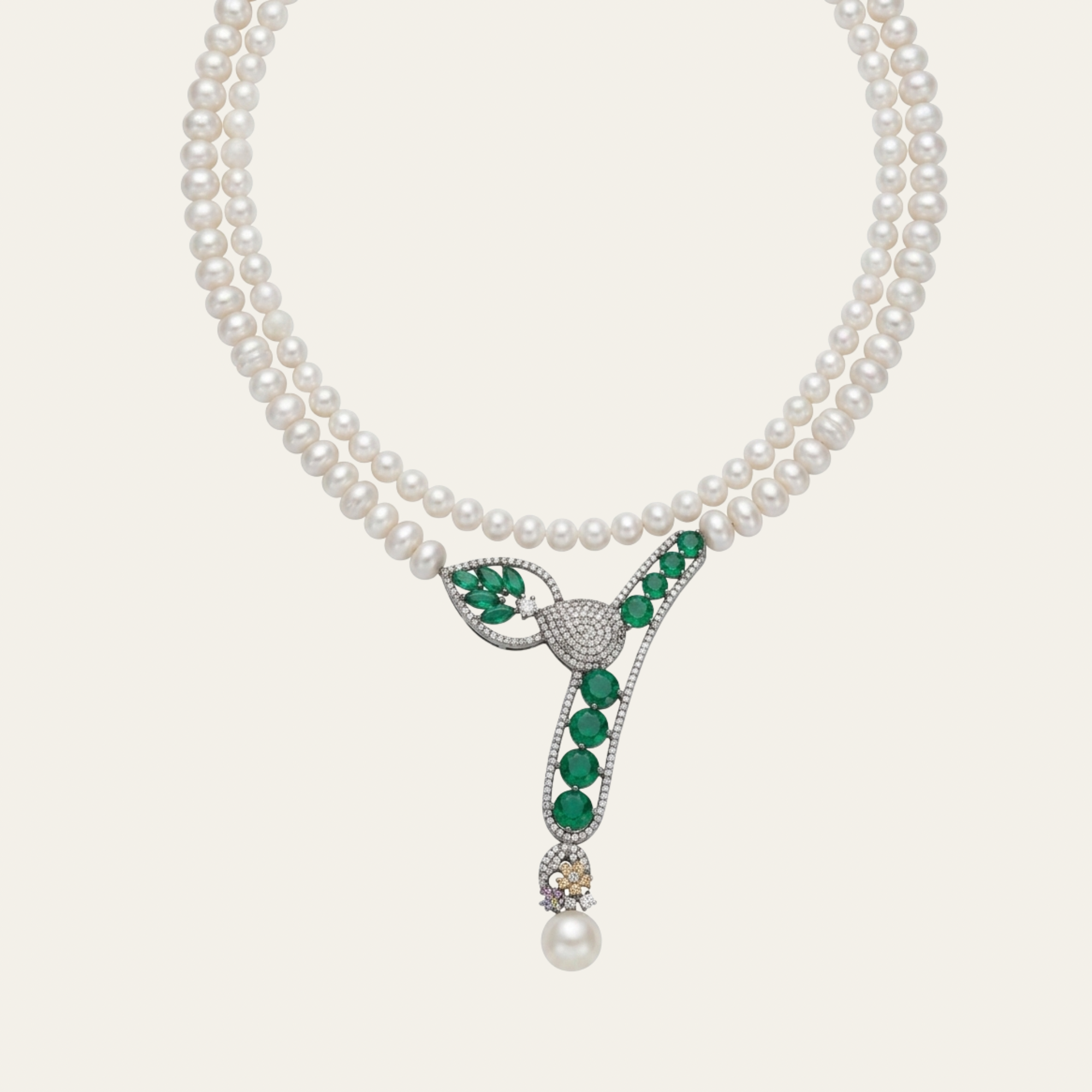Natural Pearl Necklace in Sterling Silver