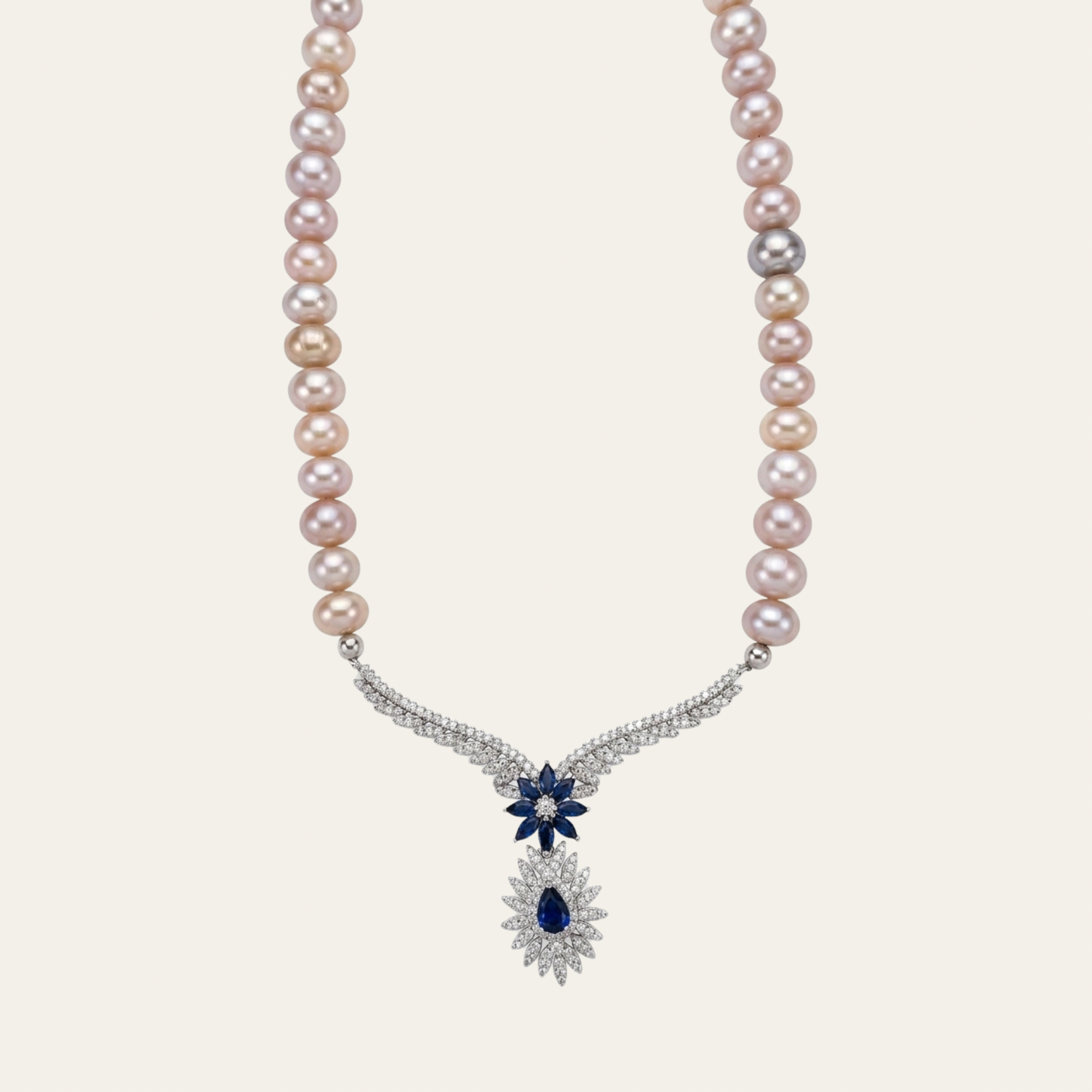 Handcrafted Natural Pearl Silver Necklace | Timeless Elegance