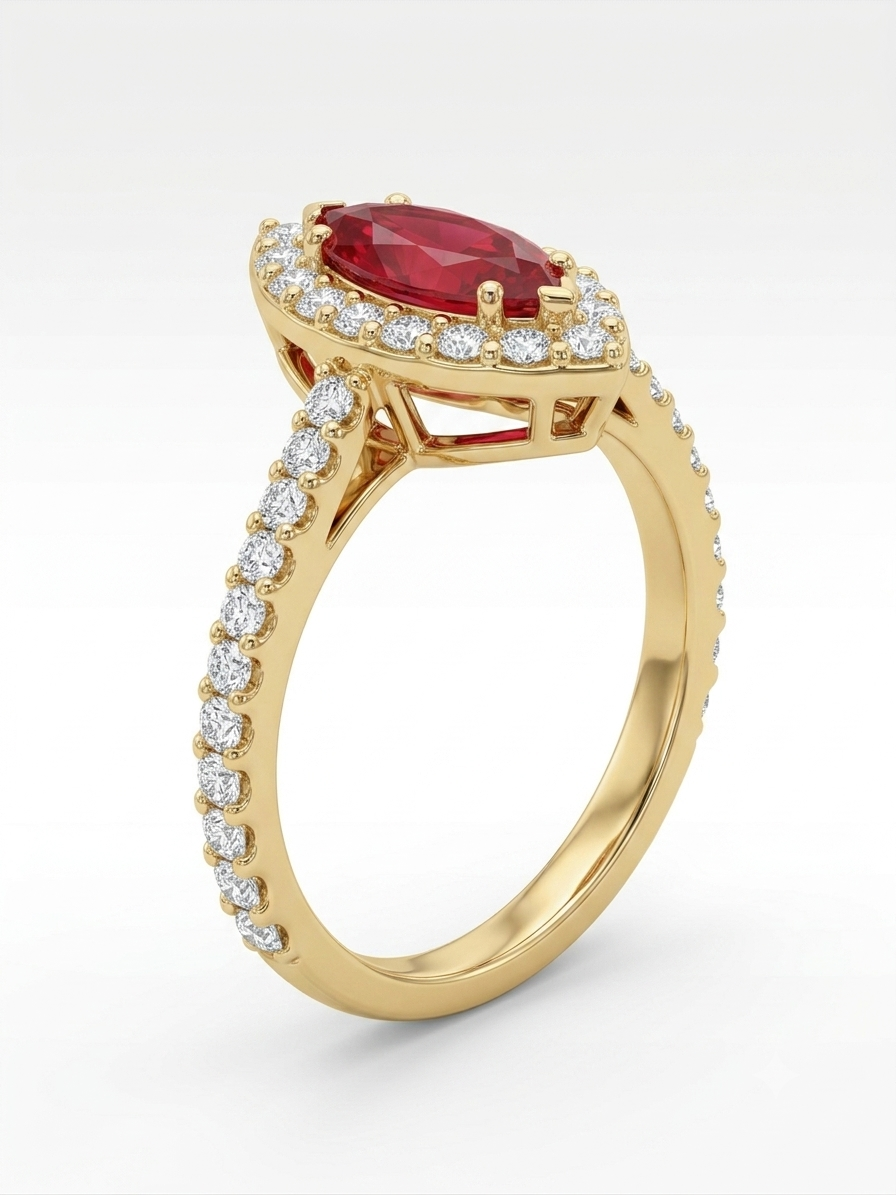 18K Gold African Ruby & Diamond Ring | 0.90 Ct Ruby | 0.45 Ct G VS1 Diamonds